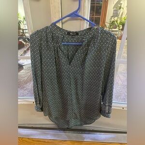 Green, Black, and White Madewell Patterned Blouse